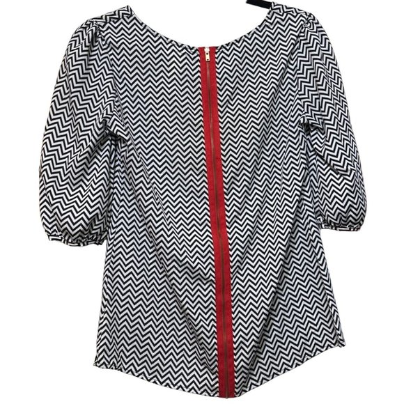 Bee Stitched Brand Chevron Blouse Black & White 100% Polyester Women Size Small - Picture 3 of 14